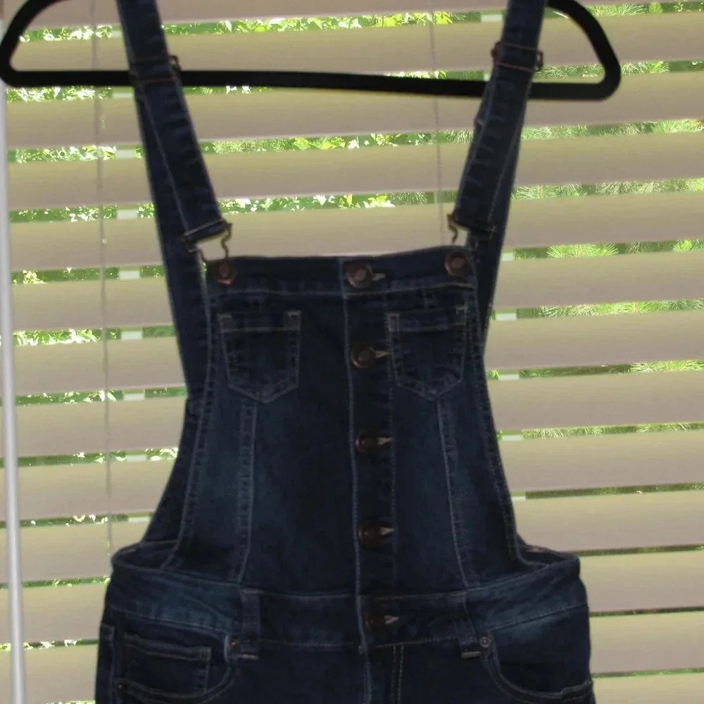 MEGAN DENIM Medium Wash Overalls Size S - Picture 3 of 8